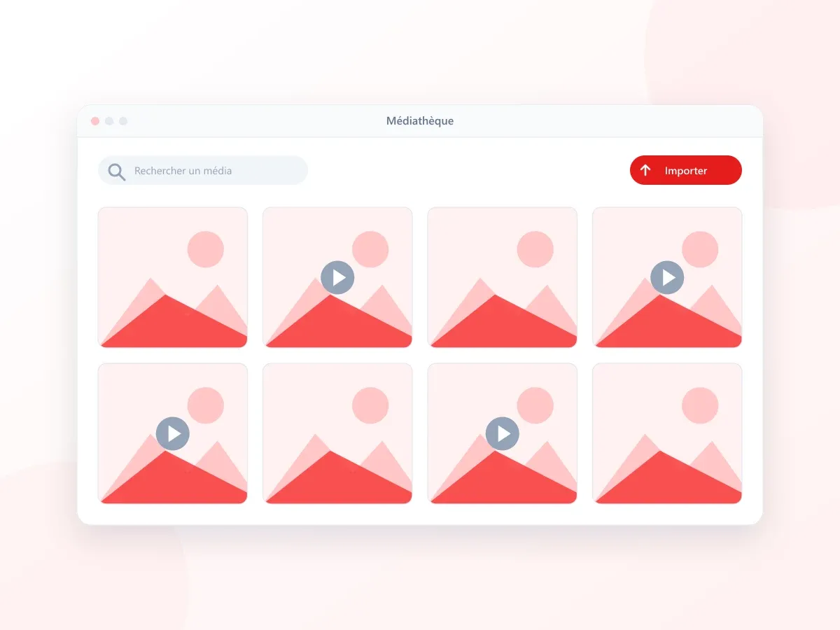 Médiathèque Live Display regroupant images et vidéos optimisées pour l'affichage dynamique